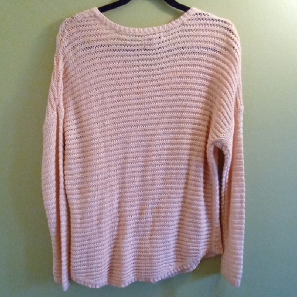 Womans M Sonoma Pink V-Neck Cable Knit Sweater - Picture 4 of 4